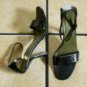 GUUCCI ITALY BLACK SNAKESKIN/LEATHER JEWELED SANDALS