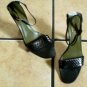 GUUCCI ITALY BLACK SNAKESKIN/LEATHER JEWELED SANDALS