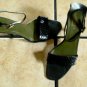 GUUCCI ITALY BLACK SNAKESKIN/LEATHER JEWELED SANDALS