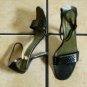 GUUCCI ITALY BLACK SNAKESKIN/LEATHER JEWELED SANDALS