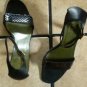 GUUCCI ITALY BLACK SNAKESKIN/LEATHER JEWELED SANDALS