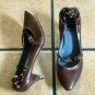 BIALA ITALY BROWN DISTRESSED LEATHER SLIPPER HEEL SHOES