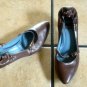 BIALA ITALY BROWN DISTRESSED LEATHER SLIPPER HEEL SHOES