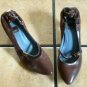 BIALA ITALY BROWN DISTRESSED LEATHER SLIPPER HEEL SHOES