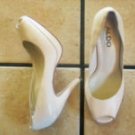 ALDO CREAM DISTRESSED LEATHER PEEPTOE PLATFORM SHOES