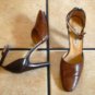 COUP D' ETAT BROWN SNAKESKIN/LEATHER ANKLE STRAP SHOES