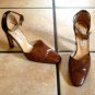 COUP D' ETAT BROWN SNAKESKIN/LEATHER ANKLE STRAP SHOES