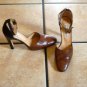 COUP D' ETAT BROWN SNAKESKIN/LEATHER ANKLE STRAP SHOES