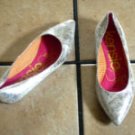 KENSIE GIRL WOMENS SILVER METALLIC LEATHER FLATS SHOES