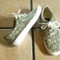 COLE HAAN GREEN/TAN CANVAS FLOWER LACE ATHLETIC SHOES