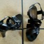 NINE WEST BLACK DISTRESSED LEATHER WEAVE SANDAL SHOES