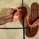 JEFFEREY CAMPBELL BROWN DISTRESSED LEATHER THONG SHOES
