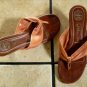 JEFFEREY CAMPBELL BROWN DISTRESSED LEATHER THONG SHOES