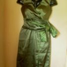 TADASHI PETITE PESTO STRETCH SATIN KIMONO DRESS