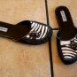 STEVE MADDEN BLACK/WHITE CALF FUR/LEATHER JEWELED SHOES