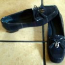 ETIENNE AIGNER BLUE PLAID FABRIC/LEATHER JEWELED SHOES