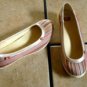 BC MULTICOLORED CANVAS/SATIN BUTTON WEDGE HEELED SHOES