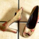 HYPE MULTI-COLORED SATIN FLORAL PEEP TOE SANDALS SHOES