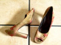 HYPE MULTI-COLORED SATIN FLORAL PEEP TOE SANDALS SHOES