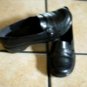 CLARKS BLACK LEATHER BUTTON DRESS LOAFER SHOES