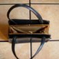 VTG. NAVY BLUE LEATHER ARTSY TOTE HANDBAG PURSE