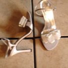 ANNE MICHELLE STUART GRAY SATIN SCARF SANDALS SHOES