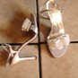 ANNE MICHELLE STUART GRAY SATIN SCARF SANDALS SHOES