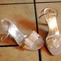ANNE MICHELLE STUART GRAY SATIN SCARF SANDALS SHOES