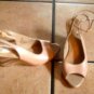 WORTHINGTON LT. BROWN LEATHER WEDGE ANKLE STRAP SANDALS