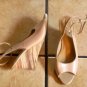 WORTHINGTON LT. BROWN LEATHER WEDGE ANKLE STRAP SANDALS