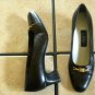 VTG. SELBY BLACK DISTRESSED LEATHER JEWELED DRESS SHOES
