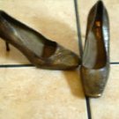 AEROSOLES SIGNATURE GREEN/BRONZE FLOWERED LEATHER SHOES