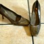 AEROSOLES SIGNATURE GREEN/BRONZE FLOWERED LEATHER SHOES