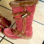 TAMARIS BURGUNDY SUEDE/POLYACRYL BELTED BUTTON BOOTS
