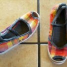 ESPIRIT MULTI-COLORED PLAID CANVAS PEEP-TOE WEDGE SHOES