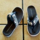 TOMMY HILFIGER BLUE/WHITE CANVAS THONG SANDALS SHOES