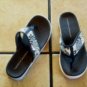 TOMMY HILFIGER BLUE/WHITE CANVAS THONG SANDALS SHOES