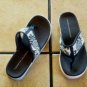 TOMMY HILFIGER BLUE/WHITE CANVAS THONG SANDALS SHOES