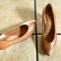 VTG. CARRIAGE COURT BROWN DISTRESSED LEATHER HEEL SHOES