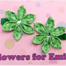 Lime Green Kanzashi Flower Hair Clips
