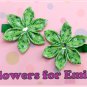 Lime Green Kanzashi Flower Hair Clips