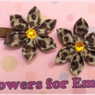Fuzzy Brown Kanzashi Hair Clips