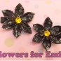 Dark Chocolate Kanzashi Hair Clips