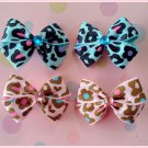 Leopard Flowers Bitsy Bows (2 pairs)