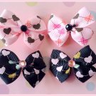 Grid Hearts Bitsy Bows (2 pairs)