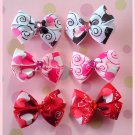 Swirl Hearts Bitsy Bows (3 pairs)