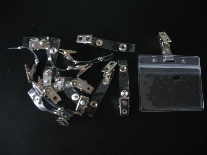 ZIP LOCK VINYL ID CARD / NAME TAG HOLDERS + I.D. BADGE CLIPS