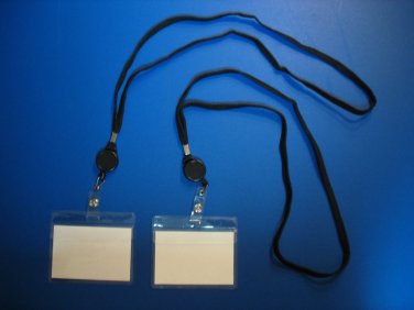3 VINYL ID CARDS -  NAME TAG HOLDERS + 3 LANYARD RETRACTABLE REEL BADGE CLIPS