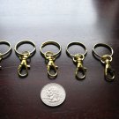 5 Gold Key Rings With Lobster Snap Hook / Swivel Clips / Key Chain Holder