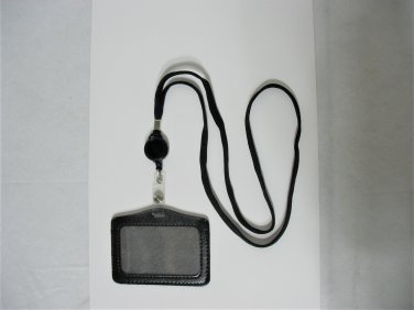 ID Card Case Horizontal Badge Holder + Retractable Reel Neck Lanyard